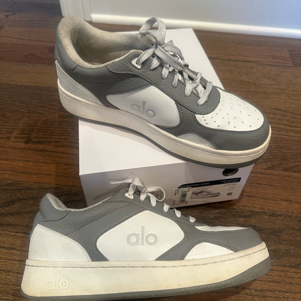 Alo Gray and White Sneakers sz 9 with Box Great Condition!